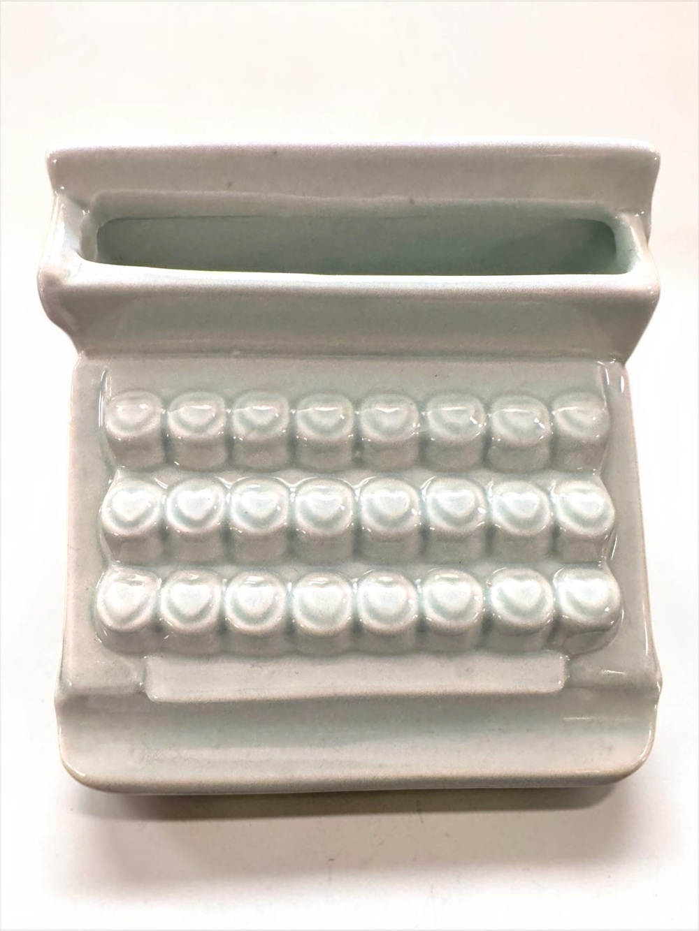 Tricoastal Designs Typewriter Ceramic Sticky Note Holder Celedon